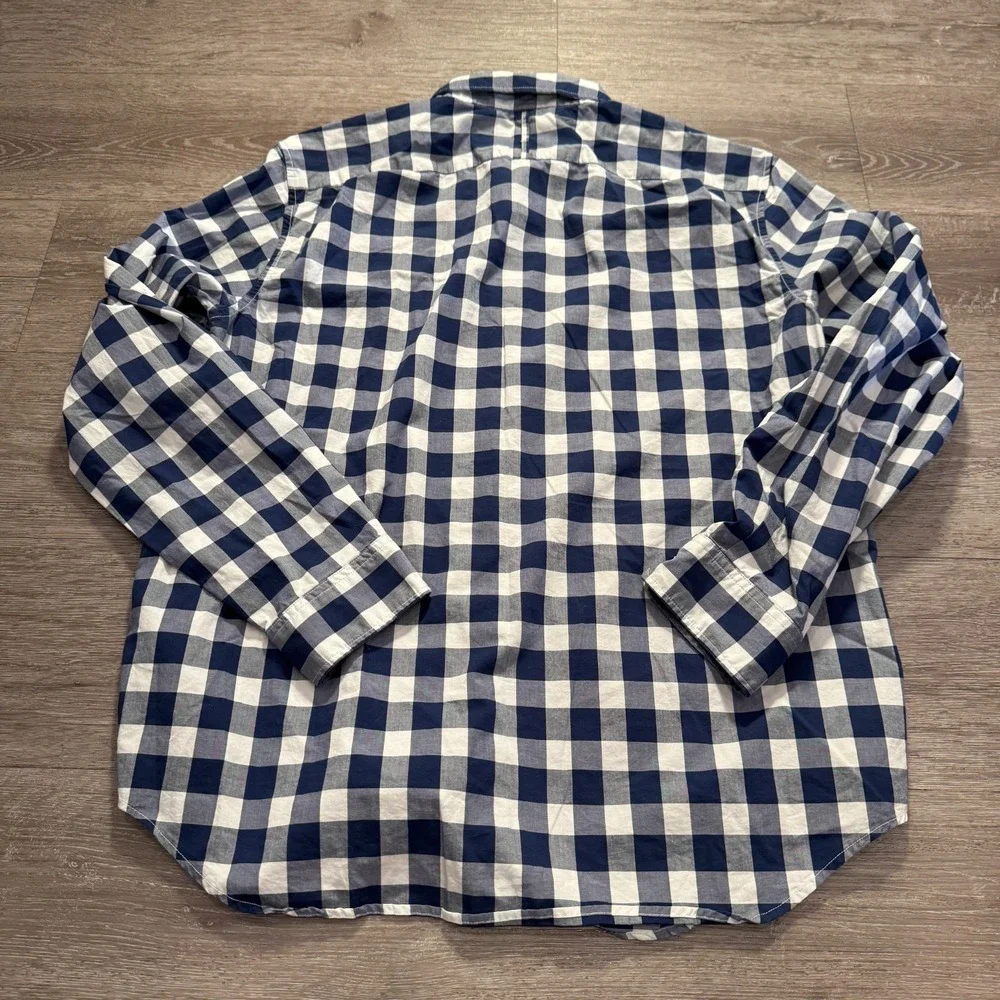 Banana Republic Shirt Mens XL Blue Cotton Camden Fit Gingham Plaid Casual Preppy